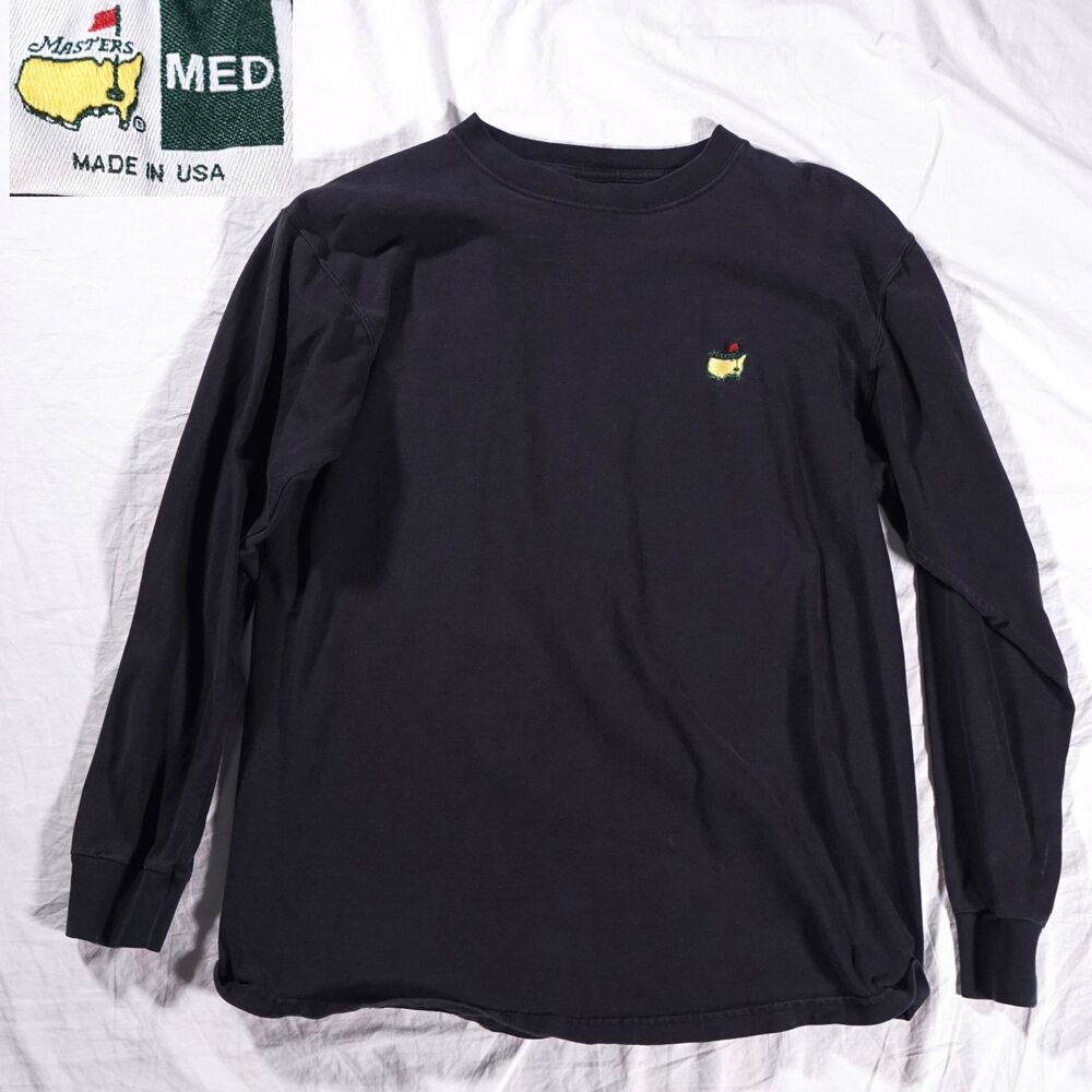 Vintage Masters Long Sleeve Shirt Black Mens Medium Made in USA Embroidered RARE